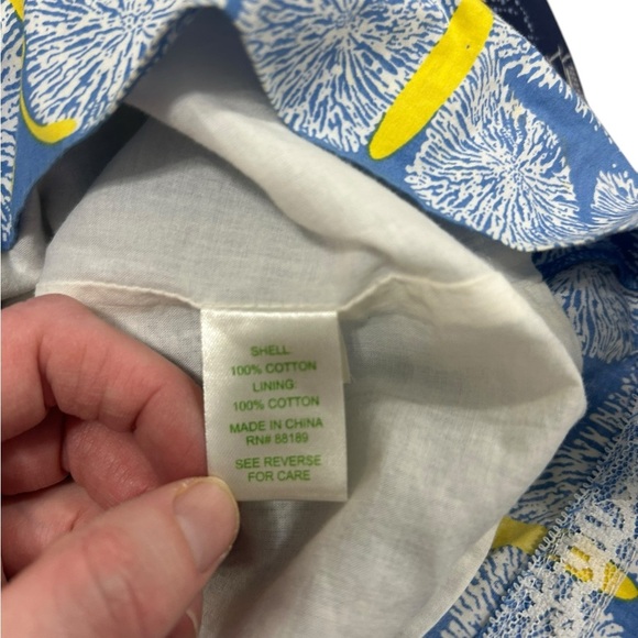 Lilly Pulitzer Sandra Dress 4 One Shoulder Blue Dandelions Ruffles Butterflies - Picture 8 of 11